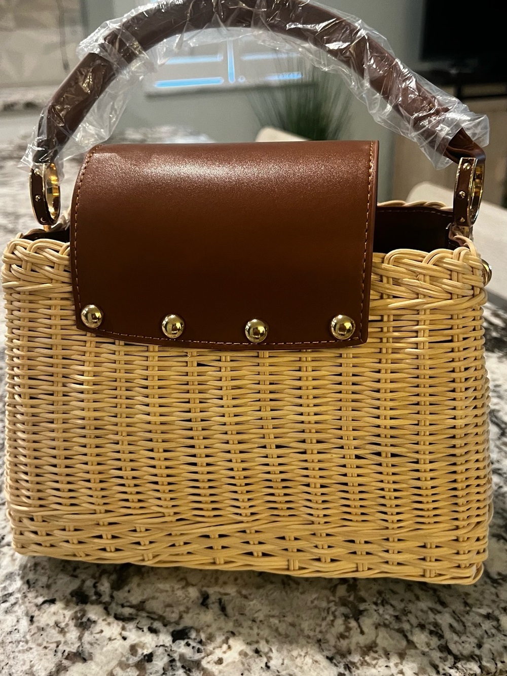 Louis Vuitton Natural & Brown Wicker Top-Handle Tote - Picture 3 of 4